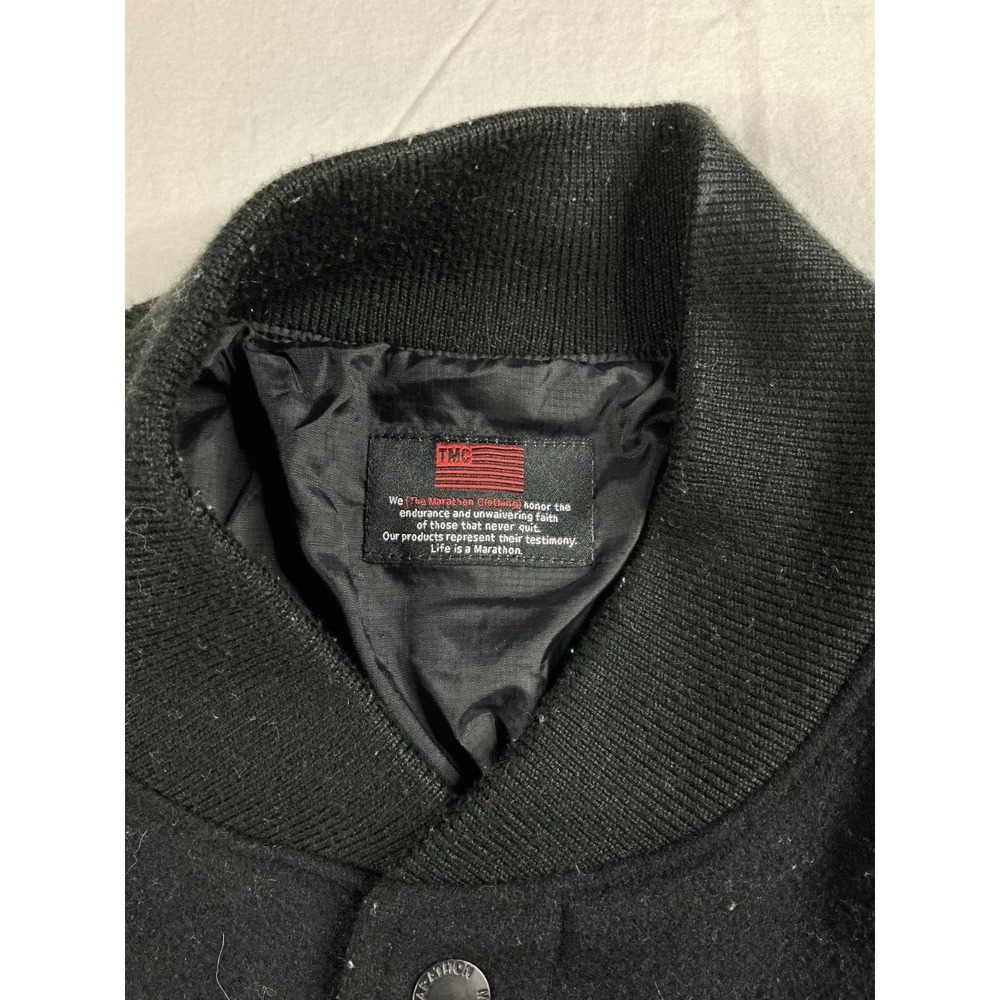 TMC The Marathon Clothing Varsity Jacket Nipsey Hussle Wool Leather Black XL